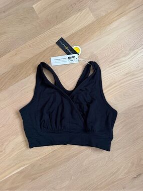 Kindred Bravely Black Crossover Nursing Sleep Bra